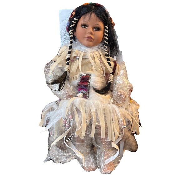 Cathay Collection 15” Sitting Porcelain Indian Native Porcelain American Doll - Picture 1 of 5